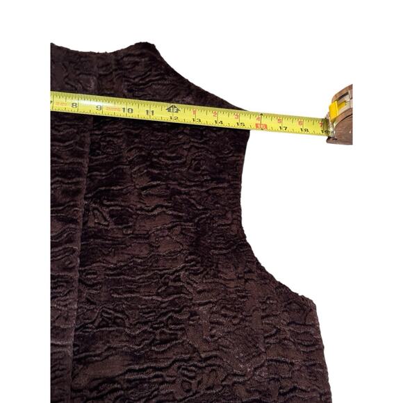 Vintage Y2K Siena Studio Faux Fur Vest Chocolate Brown Textured Button L - Picture 11 of 12